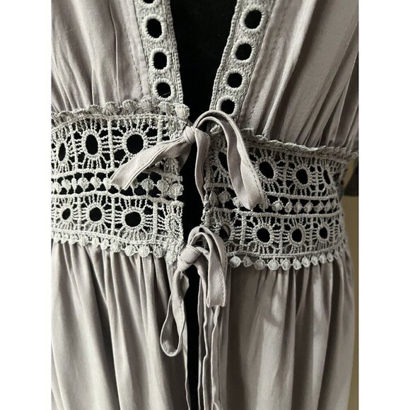 Evanhome Women's Elegant Summer Cardigan Maxi Long Gray Coverup Size Large - Picture 4 of 10